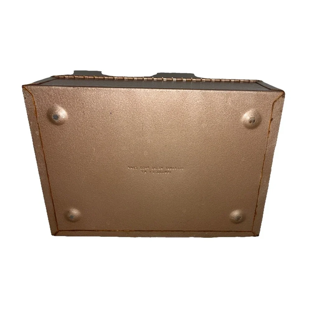 Vintage Rockaway Lock Box  Tan Metal Security Cash Safe Strong Box *No Key